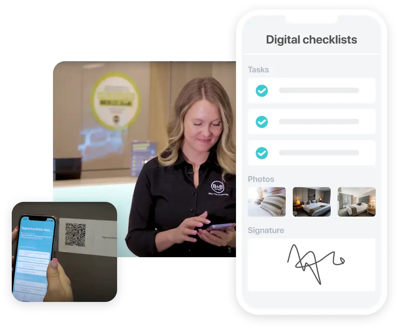 Mobile checklist app for room housekeepers, repair workers or IT technicians